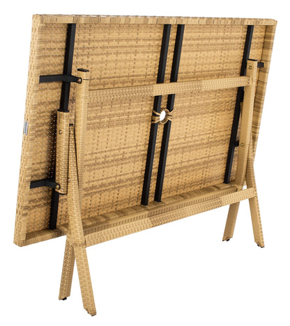 SAFAVIEH Outdoor Collection Akita Natural Folding Table with Umbrella Hole PAT7503D