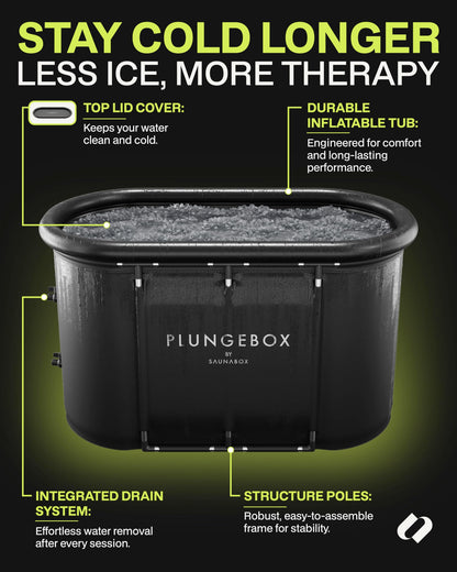 SAUNABOX® Plungebox PRO XL Cold Plunge Ice Bath Tub Durable Cold Tub for Full-Body Immersion | Compact, Insulated & Easy Setup for Efficient Cold Therapy at Home