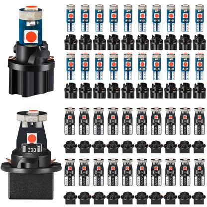 BBTO LED Dashboard Bulbs, 40 Pieces T5 T10 Twist Socket Lights, Red, for Car Interior and Instrument Panel