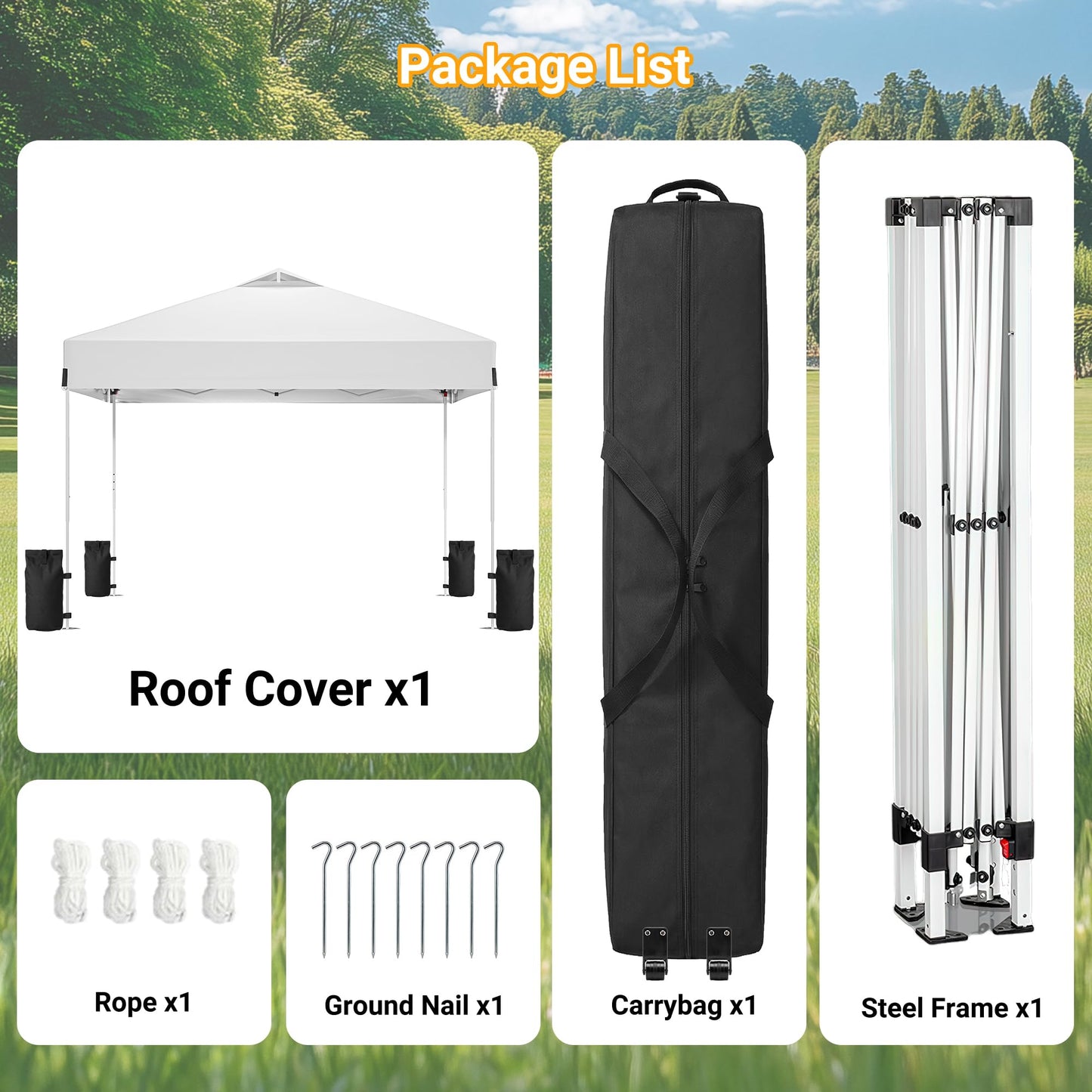 10x10ft Pop Up Canopy, Heavy Duty Beach Tent with Waterproof Silver Coated Top, 3 Heights & 4 Sandbags, Sun Shade with Rolling Bag, Outdoor Tent for Events, Parties, Camping - Silver White