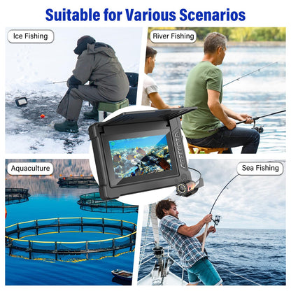 EIXAUP Underwater Fishing Camera, 7 inch HD IPS Monitor 1200TVL IP68 Wateproof Camera with 6 Pcs LED Lights + 6 Pcs IR Infrared Lights, 165°Wide Angle for Ice, Boat and Lake Fishing(100 FT/30 M)