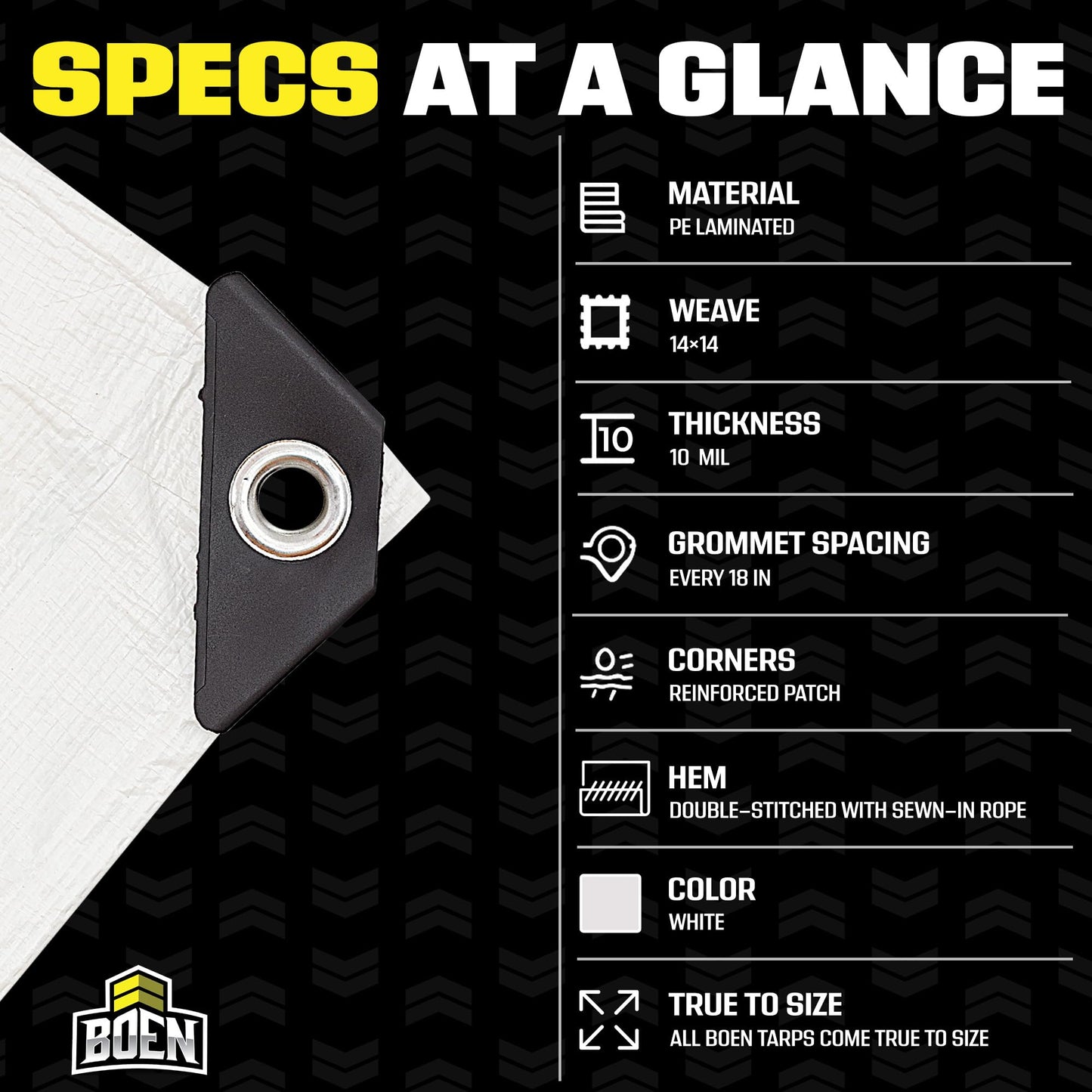 Heavy Duty Tarp Waterproof Large Cover |White, 30' x 30' 10 Mil Thick | Rip Proof Tarps | Thick Weave Material, UV Resistant Great for Tarpaulin Canopy Tent, Boat, RV or Pool Cover