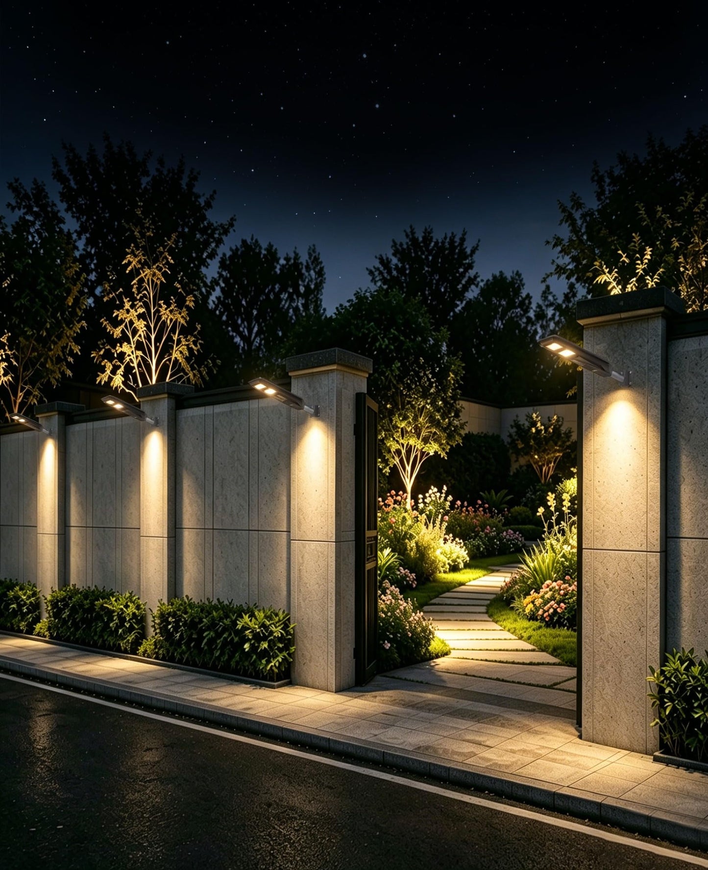 JAYNLT Outdoor Solar Street Light, 3000K/4000K/6500K Dusk to Dawn Solar Flood Light with Motion Sensor, IP67 Waterproof Super Bright LED Outdoor Lighting for Yard, Garage and Other Area Lighting-2pack