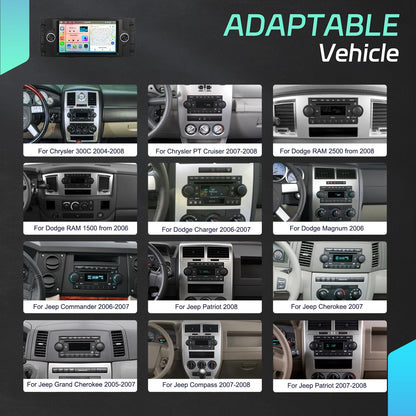 5G WiFi Car Stereo for Jeep Wrangler Compass Patriot Chrysler 300C Dodge Commander, 8 Core 6G+128G Touch Screen Radio with Wireless CarPlay Android Auto, GPS SWC Bluetooth FM RDS DSP Backup Camera