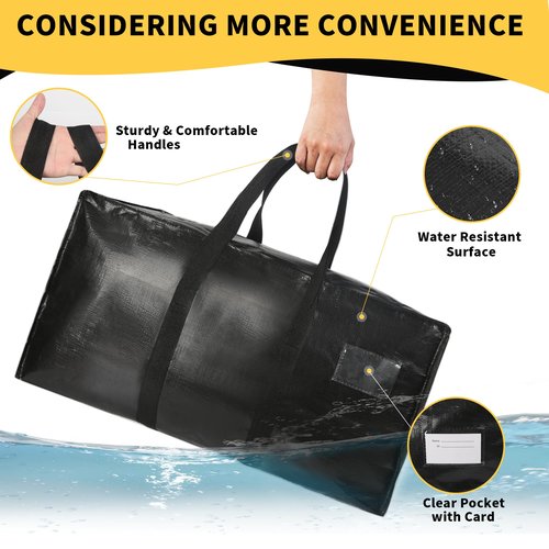 Heavy Duty Extra Large Moving Bags,58 Gallon Jumbo Packing Bags,Huge Moving Storage Bags with Strong Zippers & Carrying Handles,Reusable Big Moving Storage Bags for College Dorm Travel 2Pack