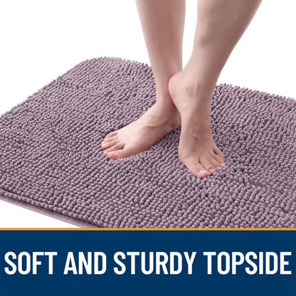 OLANLY Dog Door Mat - Absorbent Non-Slip Chenille Mat for Muddy Paws | 59x20 Deep Plum Color
