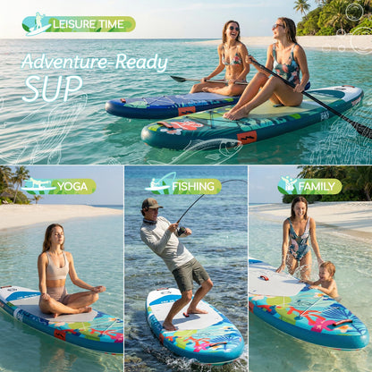 FOJ JOYFOUNTAIN 10'/11' Inflatable Stand Up Paddle Board with Premium SUP Paddleboard Accessories, Wide Stable Anti-Slip EVA Deck,Paddle Boards for Adults & Youth of All Skill Levels (11' Whale)