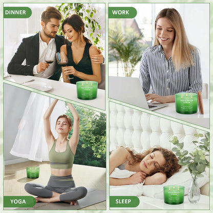 Eucalyptus Lemon Candles for Home Scented, 12oz Large Scented Candles for Women Men, Natural Soy Aromatherapy Candle, 70 Hours Long Burning Amber Jar Candle Gifts for Mom, Dad, Her, Wife