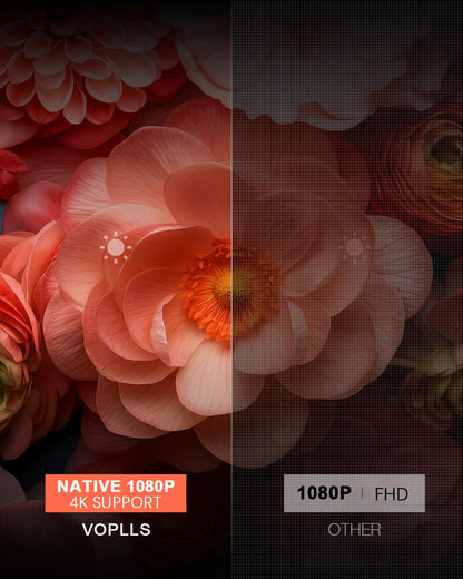 【360°Adjustable Stand & Auto Focus/Keystone】Mini Projector with WiFi and Bluetooth, Native 1080P Portable Outdoor Movie Projector, VOPLLS Home Projector 4K Support for HDMI/USB/AV/Phone/Laptop