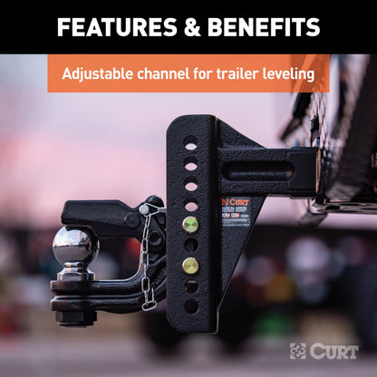 CURT 45908 Adjustable Pintle Hitch Combination, 2-1/2-Inch Receiver, 6-Inch Drop, 2-5/16-Inch Ball, 20,000 lbs