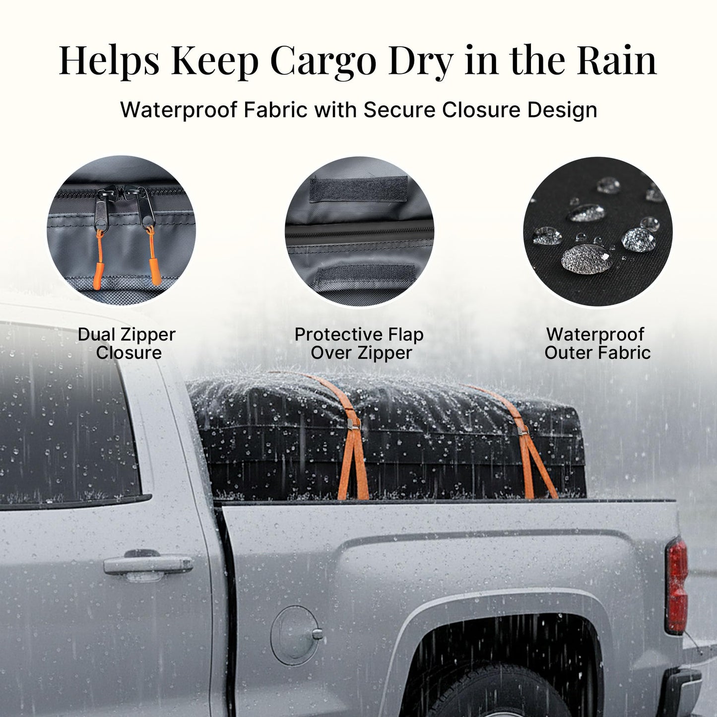iBirdie Truck Bed Cargo Bag, 32 Cubic Feet Waterproof Storage Box, 1200D Heavy Duty, Size 60'' × 37'' × 25'', Foldable Soft-Shell Cargo Organizer with Straps