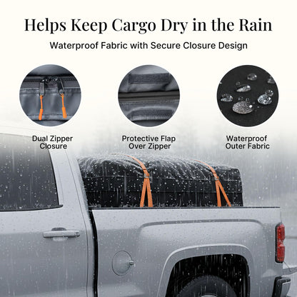 iBirdie Truck Bed Cargo Bag, 32 Cubic Feet Waterproof Storage Box, 1200D Heavy Duty, Size 60'' × 37'' × 25'', Foldable Soft-Shell Cargo Organizer with Straps
