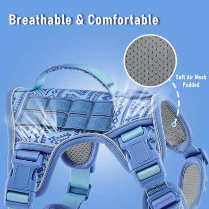Dog Vest Harness for Medium Sized Dogs No-Pull Tactical Harness with 2 Metal Leash Clips, Easy On/Off with Neck Buckle, Adjustable Soft Padded Reflective Oxford Dog Vest with Easy Control Handle