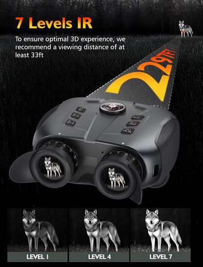 3D VR Night Vision Goggles - Infrared Night Vision Binoculars for Adults & Kids with 2297FT View Range, Compass, 5000mAh Battery, Diopter Adjustment, 6X Digital Zoom for Camping, Hiking, Concert