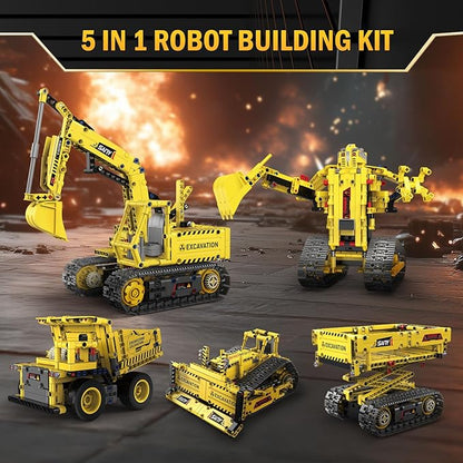 5 in 1 STEM RC Robot Building Kit 555 PCS APP &amp Remote Control Robot Toys for Kids Age 6 7 8 9 10 11 12+ Engineering Science Coding Robotic Toys Birthday Gifts for Boys &amp Girls