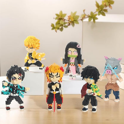 MACTANO Anime Demon Figure Micro Mini Building Set Slayer Tanjiro Kamado Building Block Toy for Adult-1187pcs