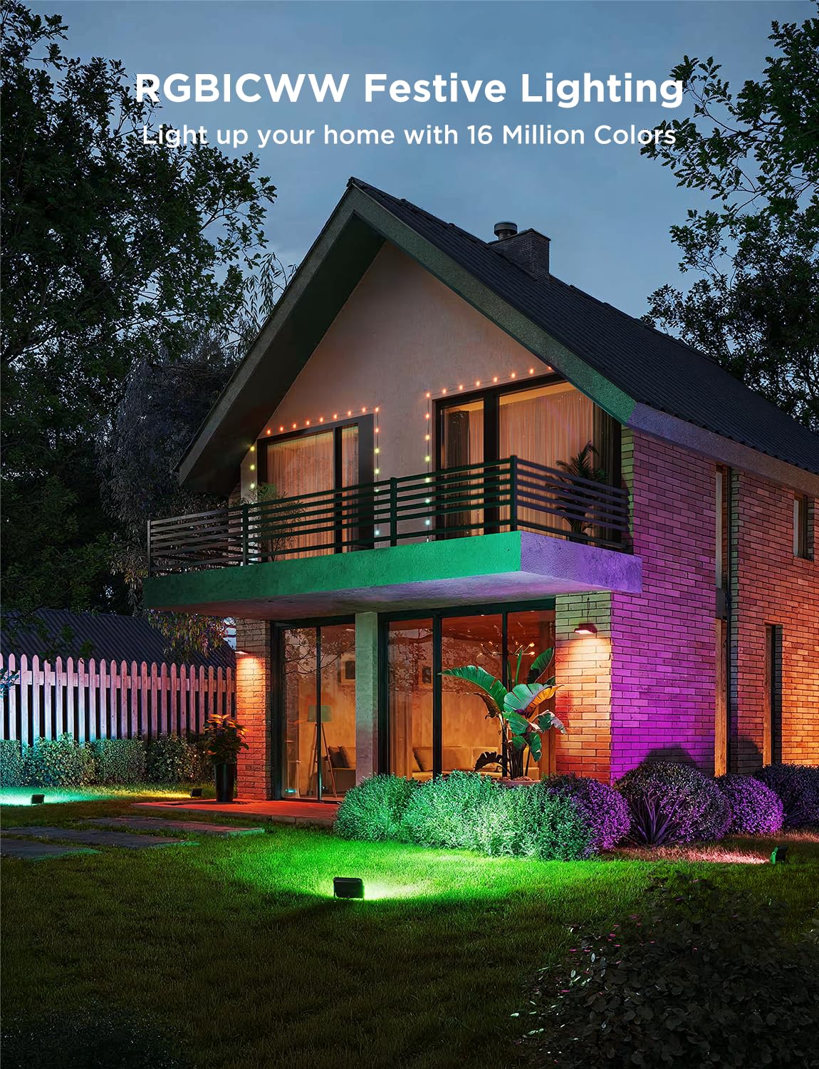 Govee Outdoor Flood Lights 2, RGBIC Warm Cold White LED Lights for Outdoor Decorations, 50 Scene Modes, Landscape Lighting, Upgrated IP66 with App Control, Wired 4 Pack