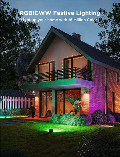 Govee Outdoor Flood Lights 2, RGBIC Warm Cold White LED Lights for Outdoor Decorations, 50 Scene Modes, Landscape Lighting, Upgrated IP66 with App Control, Wired 4 Pack