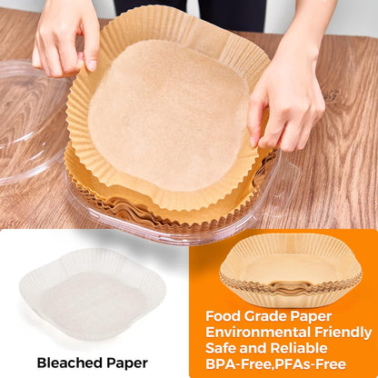 Air Fryer Paper Liners - 200 Disposable Non-Stick Parchment Liners | 6.3" Square for 2-4 Qt Air Fryers
