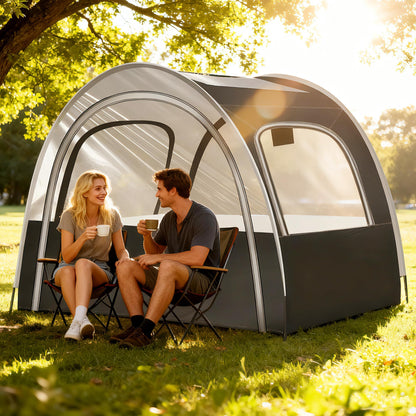 Camping & Sports Tent, 82x59x65 in, 3-4 Person PVC Tunnel Tent, Weatherproof Sunshade, No Condensation, Spacious Interior, Ultra Visibility for Sports Events Camping Fishing Cheering
