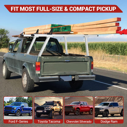 Garvee Pickup Truck Ladder Rack | 46" - 71" Adjustable Width | 800 LB. Load Capacity | Non-Drilling Steel Truck Rack | Heavy Duty Truck Bed Ladder Rack for Kayak, Surfboard, Lumber (2 Pack)
