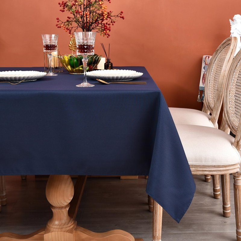 MEANMOY Navy Blue 210GSM Water & Stain Resistant Rectangle Tablecloth for 6 Foot Table Solid 60 x 102 Inch Rectangular Table Cloth in Wrinkle Free Washable Polyester Fabric for Wedding, Party, Banquet