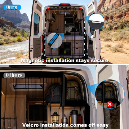 ZATOOTO Magnetic Van Bug Screen for Sliding Door Bug Screen - Side and Rear Van Door Bug Screen Set, RV Screen Door with Magnetic for Easy to Install and Remove, Universal Fly Screen for Camper Van