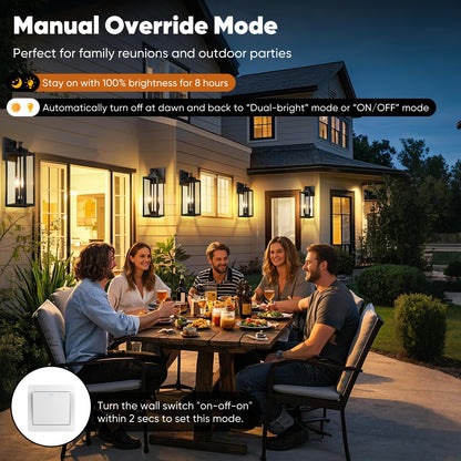 BesLowe 18·Motion Sensor Outdoor Wall Lights, Dusk to Dawn, 3 Lighting Modes, Black, Metal, Model A927L, 2-Pack