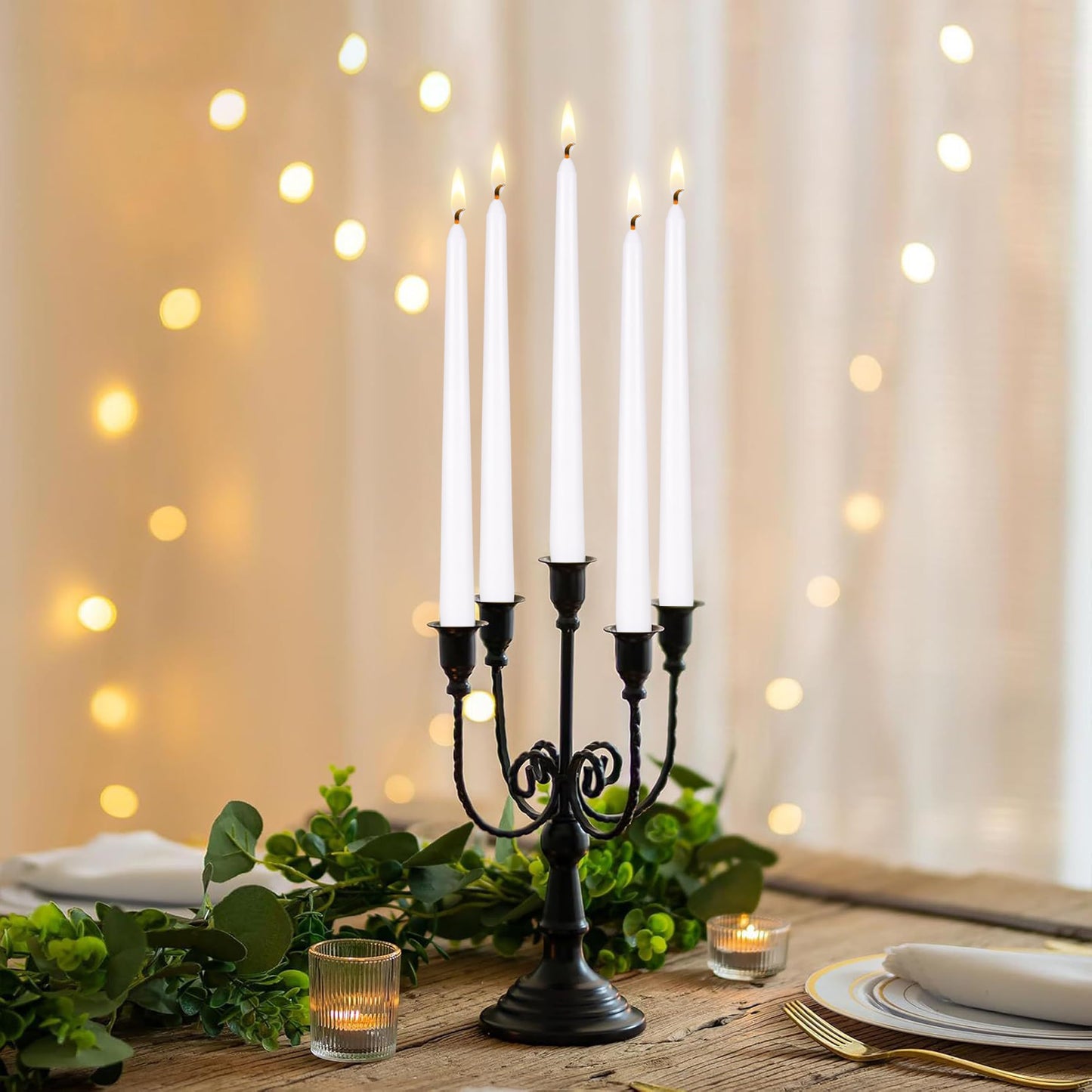Mega Candles 12 pcs Unscented White Taper Candles, Hand Poured Wax Candle 10 Inch x 7/8 Inch, Home Décor, Wedding Receptions, Centerpieces, Occasions, Events, Festivities, Romantic Dinners, Holders