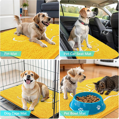 OLANLY Dog Door Mat - Absorbent Non-Slip Muddy Paws Mat | Quick Dry Chenille, 48x30, Yellow