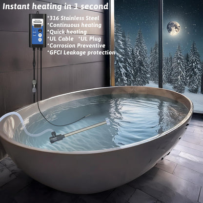XCLBTFDC 3500W 240V Immersion Water Heater Portable Electric Inflatable Pool & Hot Tub Submersible Water Heater with Temp Control, GFCI for Baptistry, baptismal Pool, Swimming Pool, Above Ground Pool