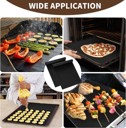 Skiennix 8-Pack Oven Liners - Heavy-Duty Non-Stick Mats for Electric, Gas & Toaster Ovens | 17 x 25 Inch, Black