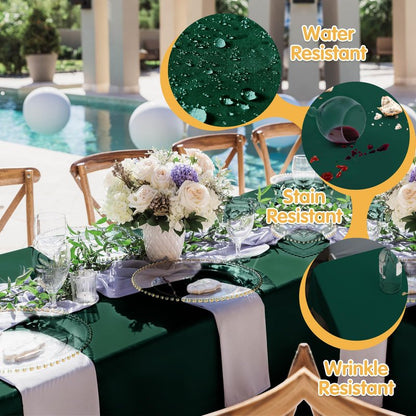 BRILLMAX 10 Pack Hunter Green Tablecloths 60 x 126 Inch for 8ft Rectangle Tables - 150 GSM Polyester Fabric, 15" Standard Drop, Water, Stain & Wrinkle Resistant Cloth Cover for Wedding Dining Buffet