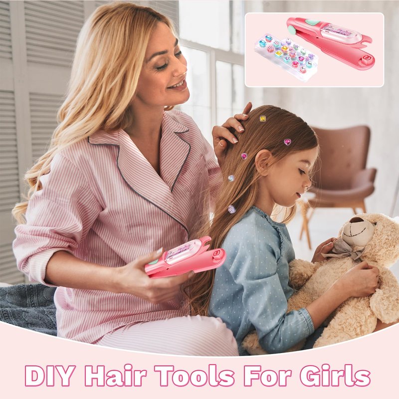 kidzkube Hair Gem Stamper Kit, Bling Hair Jewels for Girls Toys, Hair Styling Tool with Reusable Shining Diamonds, Birthday Gifts Toys for Girls Ages 3 4 5 6 8-12