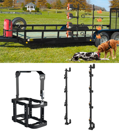 ELITEWILL 4 Place Weedeater Rack for Open/Enclosed Trailers and 5 Gallon Water Containers Mount Holder, Lockable 20L Water Storage Bracket