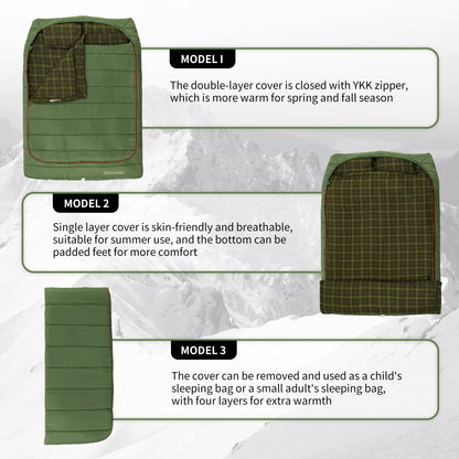 Naturehike Flannel Queen Size Double Sleeping Bag for Adults with Pillows, Doublewide Two Person Sleeping Bag for Couples & Whole Family, All Seasons for Camping, Hunting & Bedding