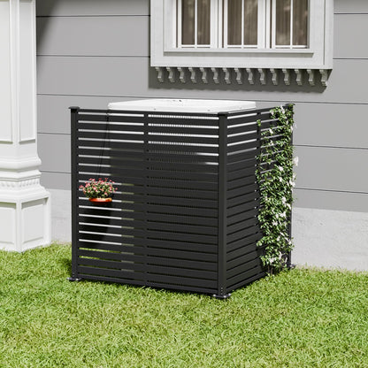 Diyfire Air Conditioner Fence Panels, 47" W X 48" H Pool Equipment Enclosure, No-Dig Outdoor Privacy Screen, Trash Can Enclosure, Decorative Garden Fences for Patio Lawn, Black