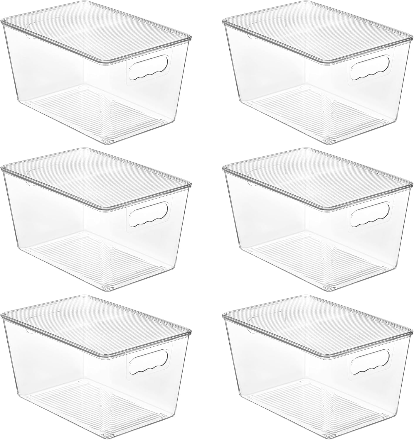 Vtopmart Clear Stackable Storage Bins - 6 Pack Large Plastic Containers with Lids for Pantry & Closet Organization