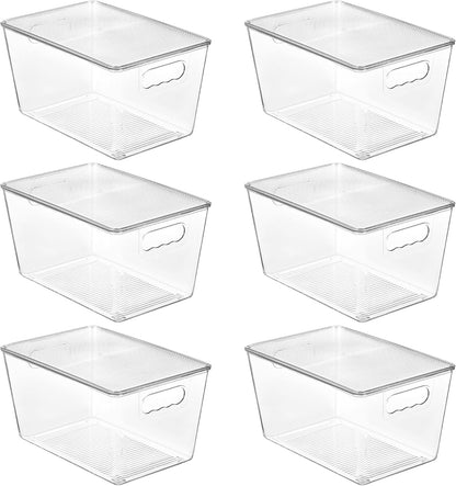 Vtopmart Clear Stackable Storage Bins - 6 Pack Large Plastic Containers with Lids for Pantry & Closet Organization