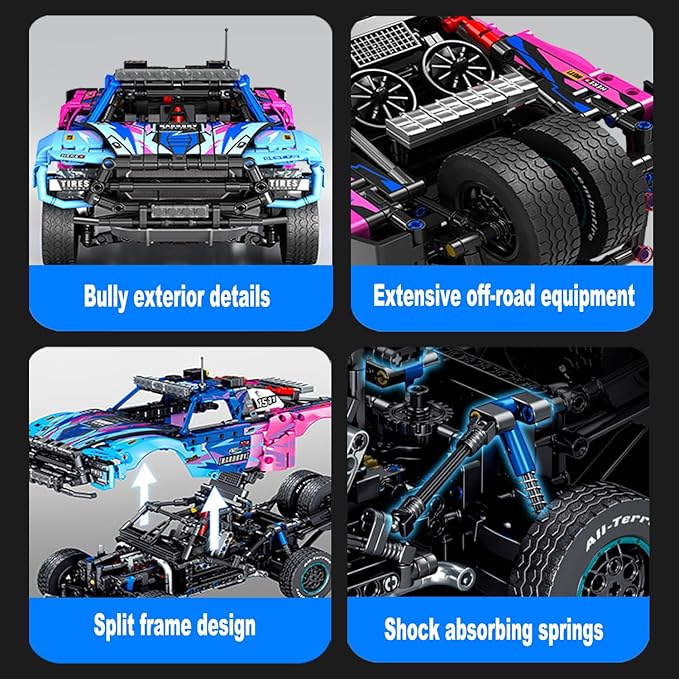 Baja 1000 Trophy Truck Building Blocks Kit1:12 Scale MOC Race Car Building ToysCollectible Car Modelfor 14+ Year BoysAdult(1341 Pieces)