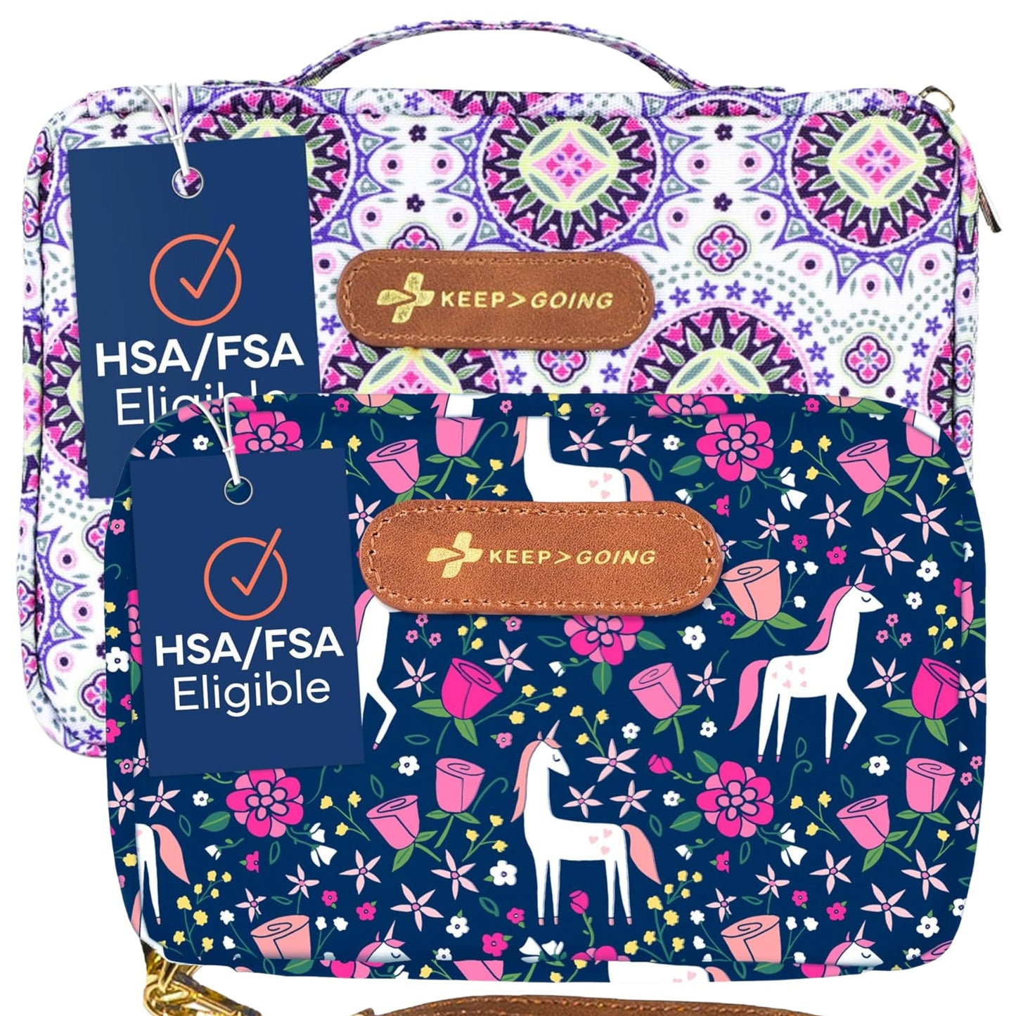 Keep Going Travel First Aid Kit Bundle of 2 Kits, First Aid Kit for Car, Home, Dorm, & Boat with Latex-Free Bandages – Travel Kit Bundle for Families