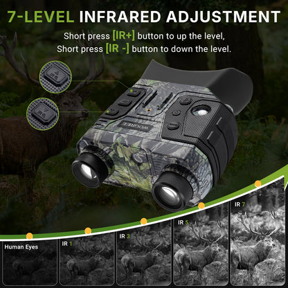 WOGREE Night Vision Goggles, 4K Night Vision Binoculars for Adults, 36MP, 1300FT Range,8X Digital Zoom, Flashlight & Compass, 5000mAh Battery, Infrared Vision, 32GB Card, for Camping & Security