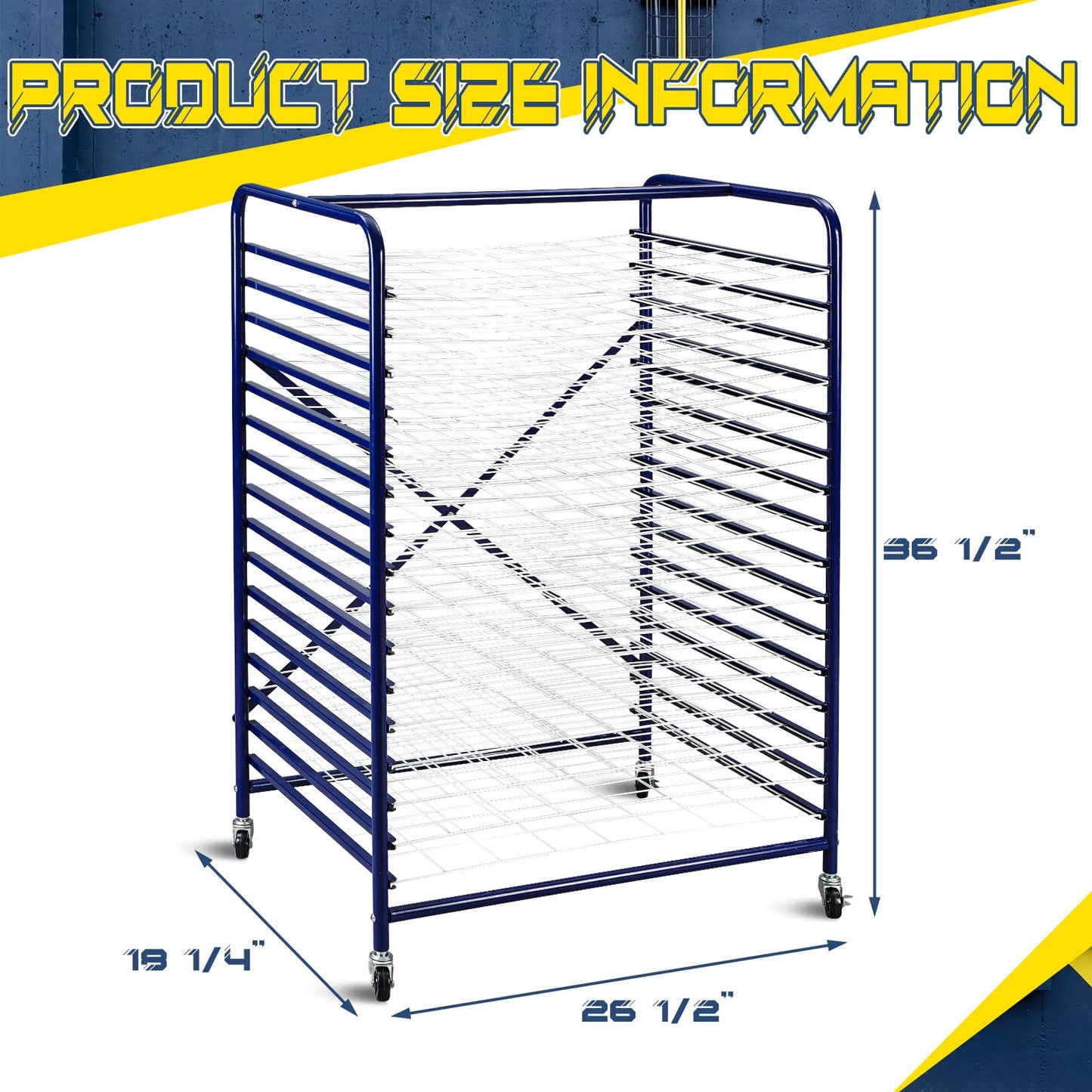 Sintuff Mobile Art Drying Rack Metal Book Magazine Rack Mobile for Home Metal Painting Drying Shelf for Classroom School Studio Space Saving Keep Artwork Protected While Dry 36.5 x 26.5 x 17.5 Inches