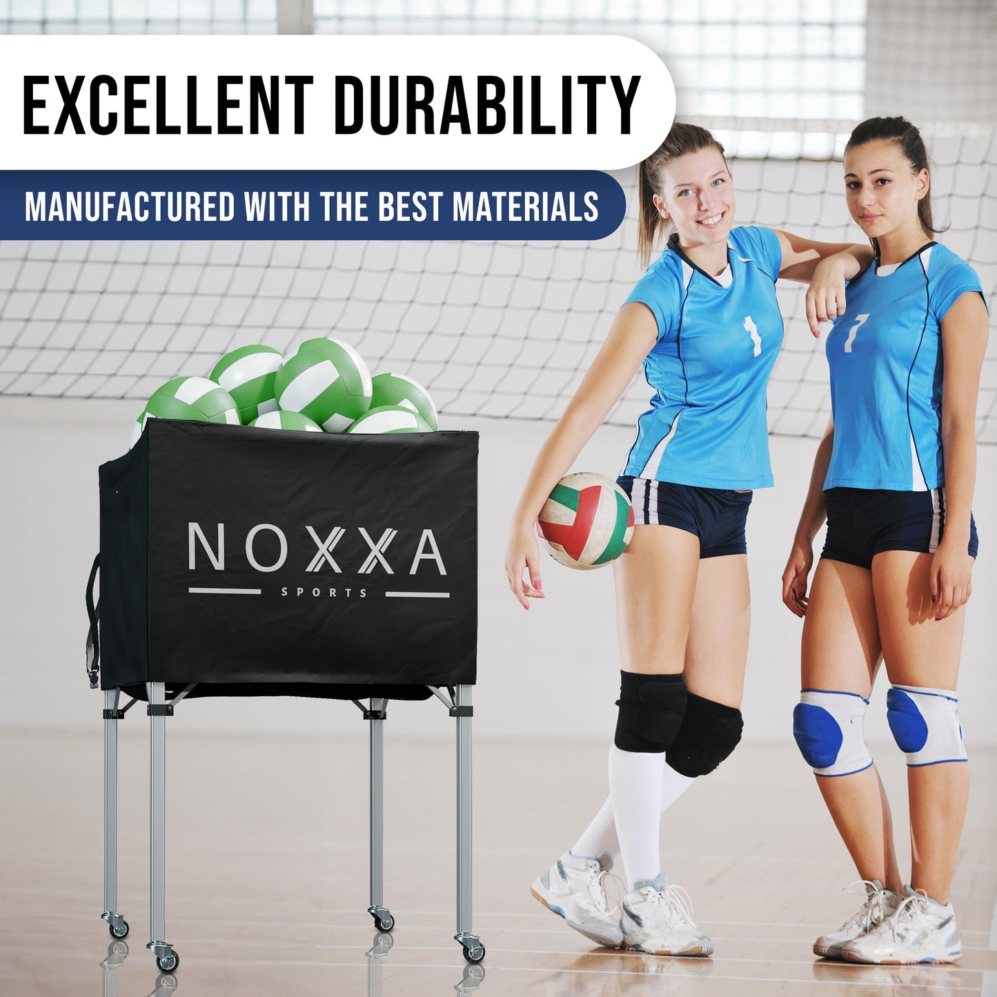 NOXXA Volleyball Cart with Wheels - Portable Volleyball Ball Cart Bag on Wheels, Collapsible Sports Ball Equipment Storage Cart for Volleybal, Indoor and Outdoor.