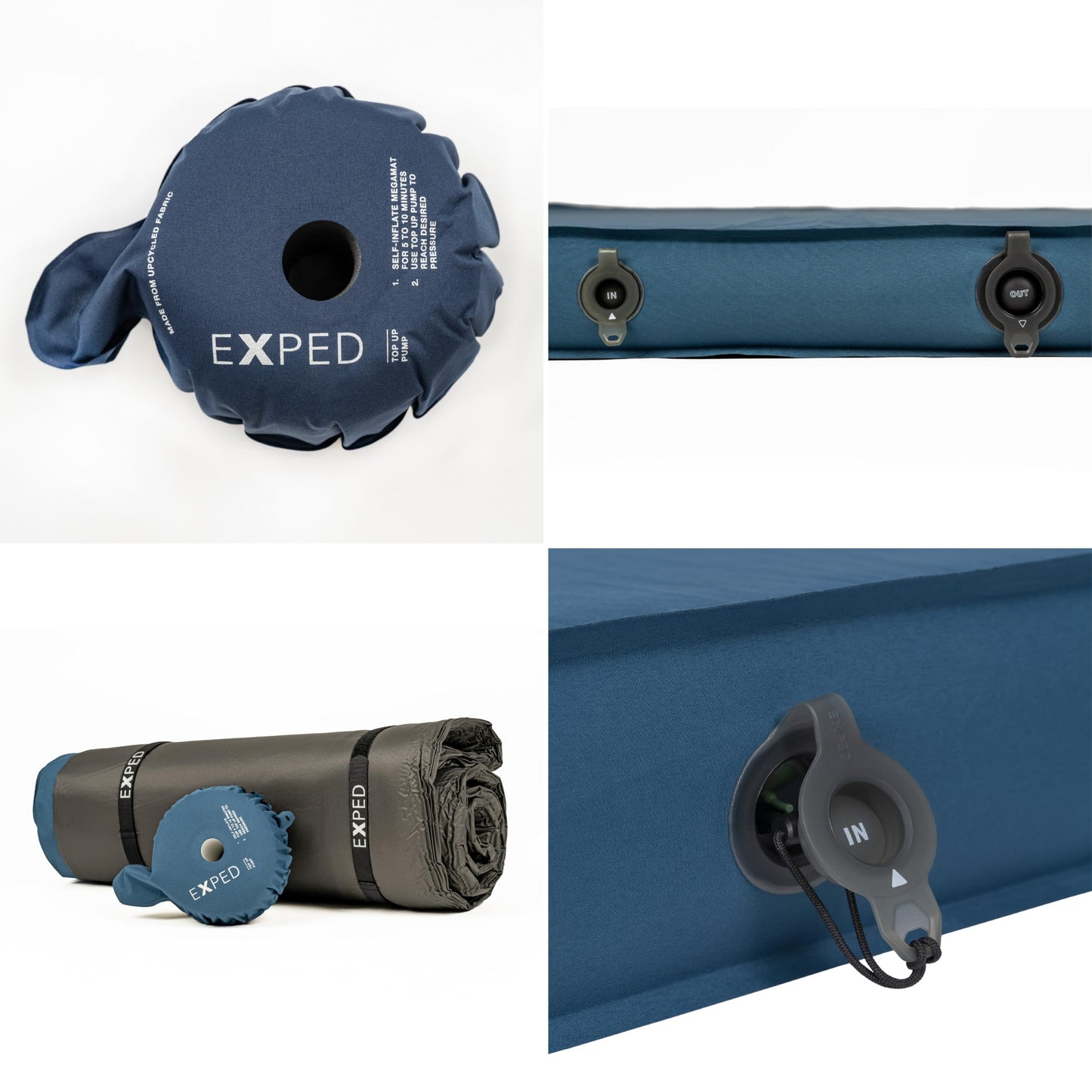 Exped DeepSleep Mat Duo Medium - Self Inflating Firm Car Sleeping Mat, 3” Foam Pad, Pump Included