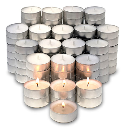 Hyoola Tea Lights Candles - 100 Bulk Candles Pack - Natural Palm Oil Tea Light - European Quality White Unscented Tealight Candles - 4 Hour Burn Time