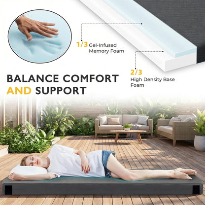 Kingfun 3 Inch CertiPUR-US Memory Foam Camping Mattress, Waterproof Roll up Sleeping Pad for Adults, Comfortable Thick Floor Sleeping Mats for Car Truck Tent with Removable Travel Bag