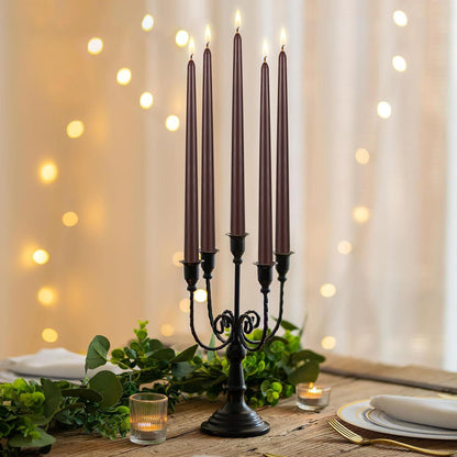 Mega Candles 12 pcs Unscented Brown Taper Candles, Hand Poured Wax Candle 12 Inch x 7/8 Inch, Home Décor, Wedding Receptions, Centerpieces, Occasions, Festivities, Romantic Events, Holders