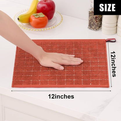 Homaxy 100% Cotton Terry Kitchen Dish Cloths, Ultra Soft and Absorbent Dish Towels for Kitchen, Suitable for Drying and Washing Dishes, 6 Pack, 12 x 12 Inches, Rust