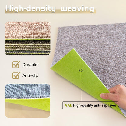 Carpet Tiles 20x20 Inch - Non-Slip Soft Square Flooring with FlexLok Tabs for Easy DIY Installation - Durable Office, Garage, Gym & Basement Floor Cover (Gray 32, suse 02)